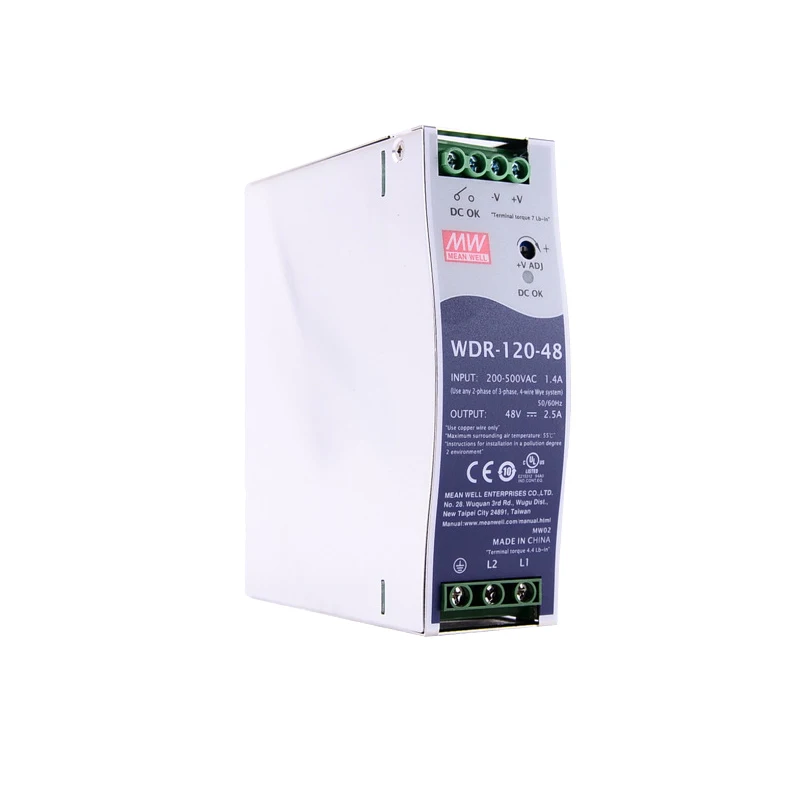 Mean Well WDR-120-48 180-550VAC Input voltage meanwell DC 48V 2.5A 120W Single output Industrial DIN RAIL Power Supply