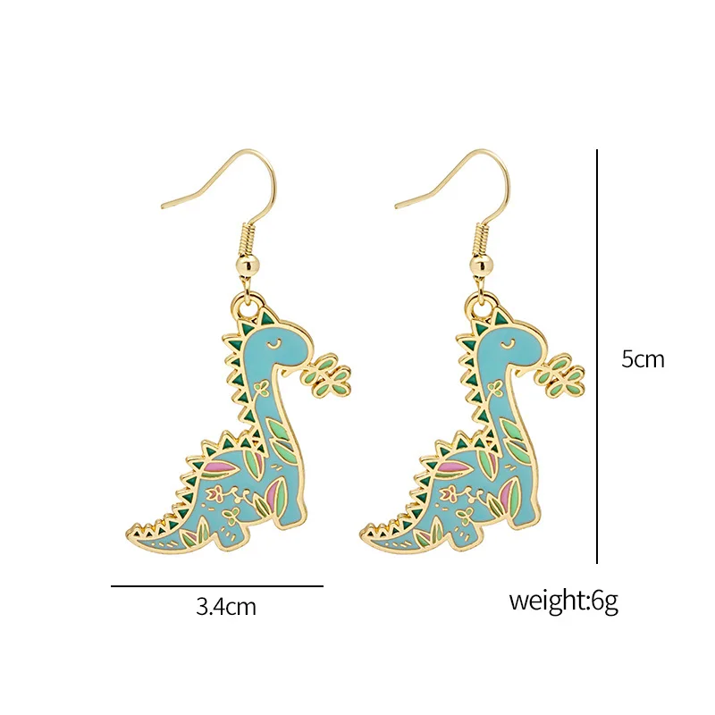 Yungqi Colorful Cartoon Pendant Earrings Animal Dinosaur Drop Earrings for Girls Women Children Birthday Gift Lovely Jewelry