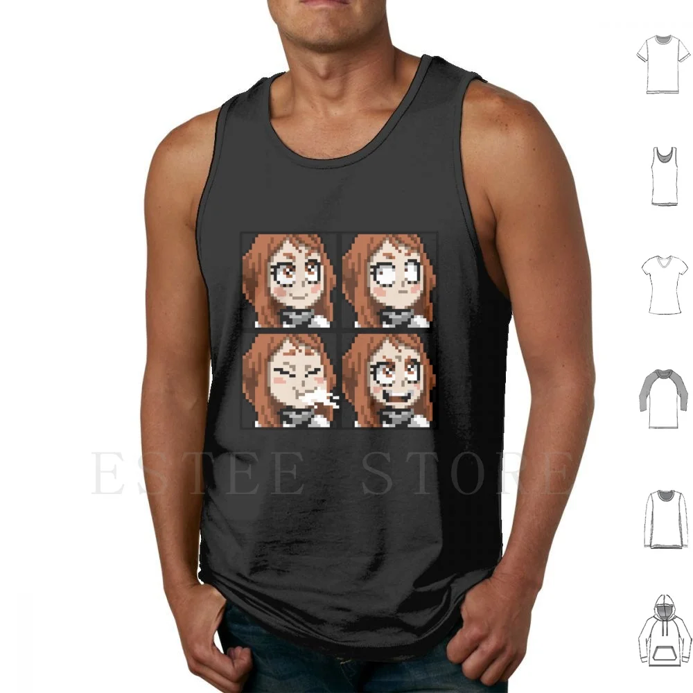 Uraraka Retro Collage Tank Tops Vest Boku No Hero All Might Deku Anime Retro Gaming Pixel Uraraka Uravity