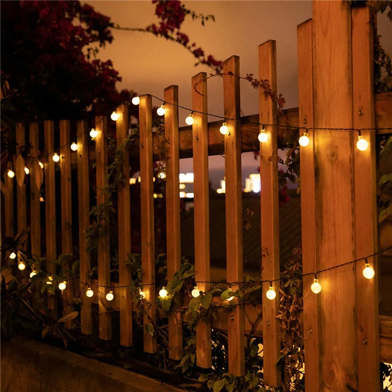 Cordão de luz solar de led com bola de cristal, 10m, à prova d\'água, luzes de fadas, natal, casamento, jardim, gramado, árvore, decoração ao ar livre