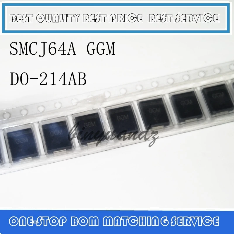 Диод подавления переходных процессов SMCJ6.5CA BDK SMCJ78CA GGT SMCJ64CA GGM SMCJ22A GEX SMCJ6.0A GDG SMCJ51A GFZ DO-214AB, 10 шт.