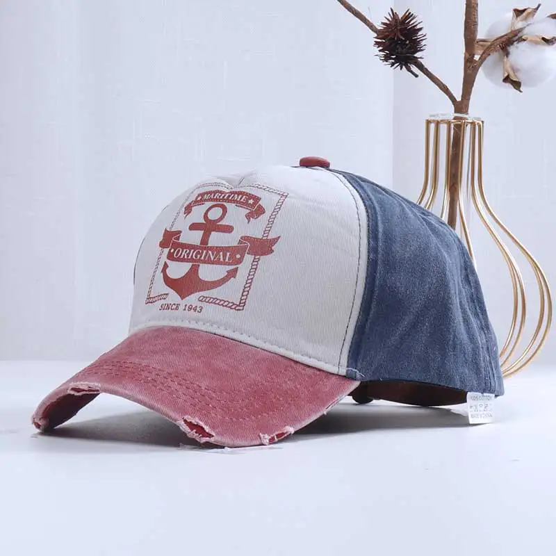 baseball caps Spring/Summer New Products Washed Cotton Print Fishing Travel Letter Embroidered Baseball Cap Cap Sun Hat