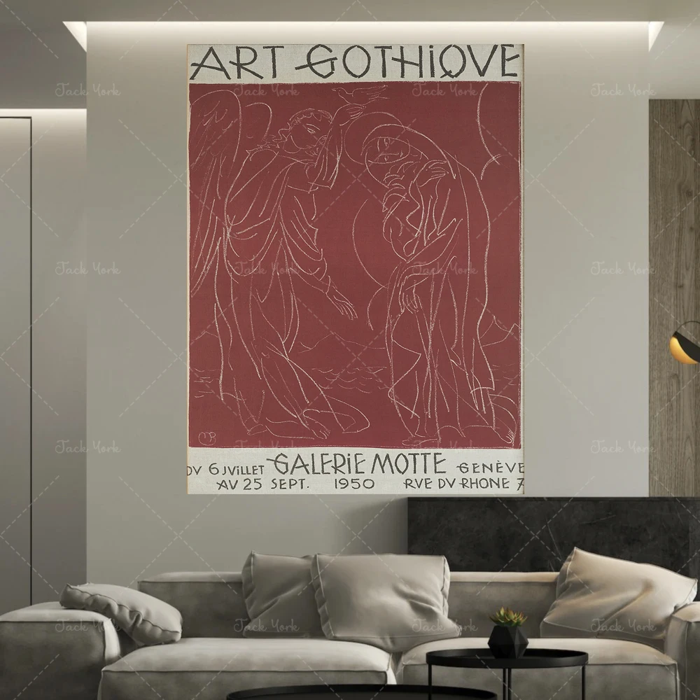 Gothic Art Exhibition Poster, Modern Scandinavian Art, Gallery Poster, Paris Print, Paris Wall Art, Mid Century Wall Art, Moder