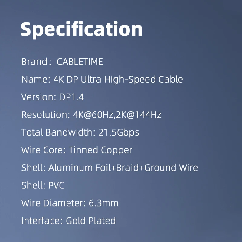 Cabo Display Port para PC Projetor HDTV, HDMI, Cabo DP Video Audio Display Port, 8K, 4K, 60Hz, DP 1.4, 1,2, 2m, C247, Novo, 2021