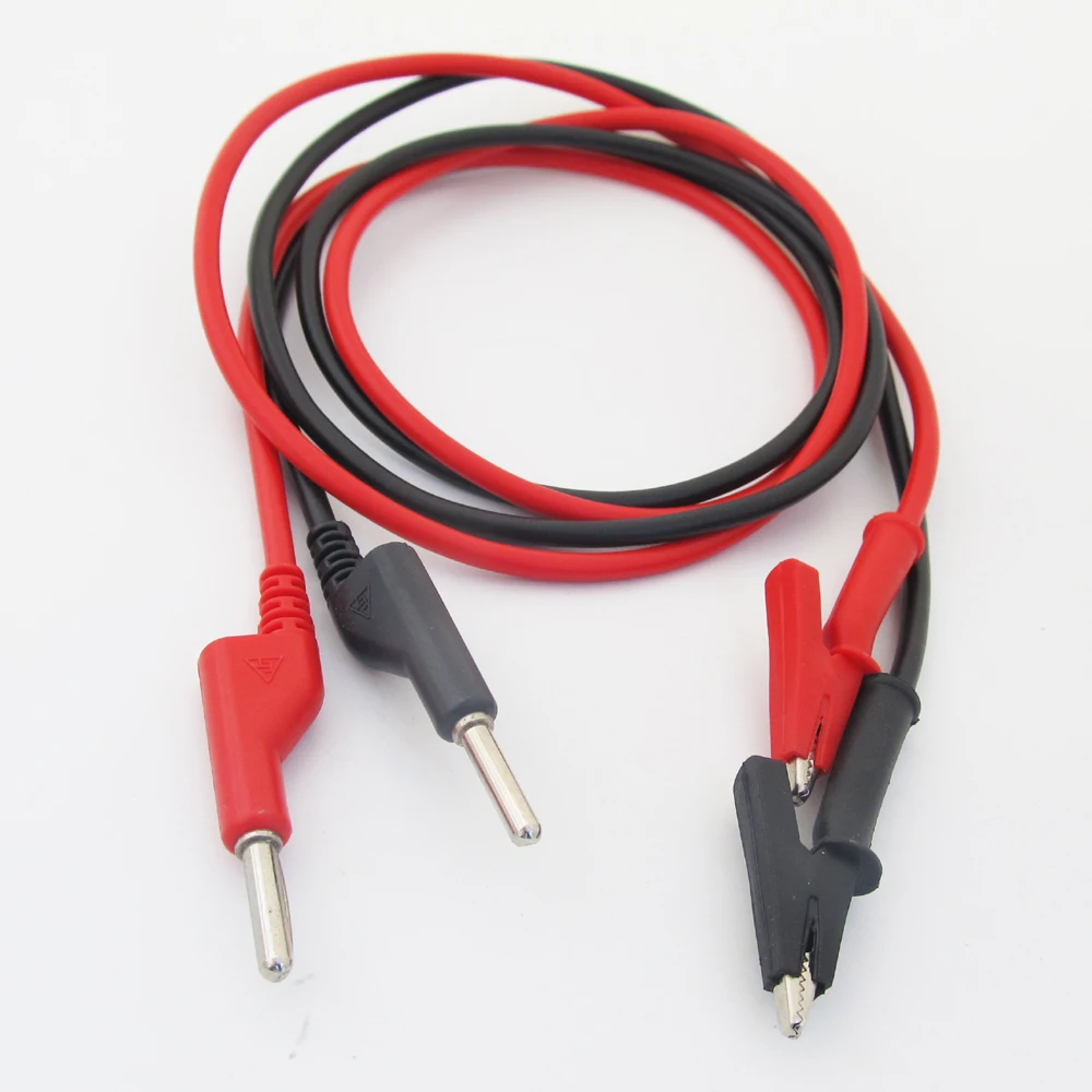 1 pair Silicone High Voltage 4mm Banana Plug to Alligator Clip Test Leads Cable