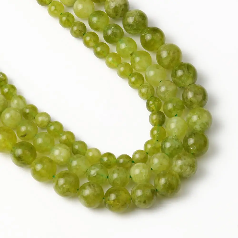 Natural Stone Green Peridot Round Loose Beads Beads For Jewelry Making Handmade DIY Bracelet Accessories 6 8 10mm 15\'\'Inches