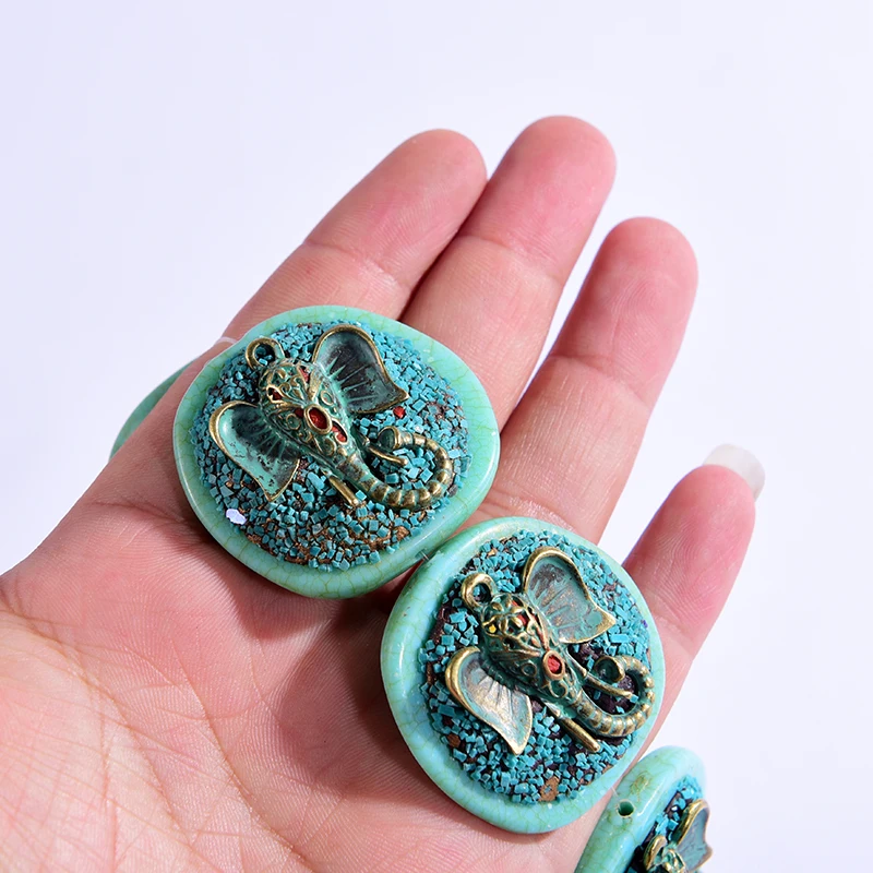 1Pc Retro Nepal Beads for Needlework Brass Elephant Tibetan Antique for Jewelry DIY Components Making for Bracelet Necklaces