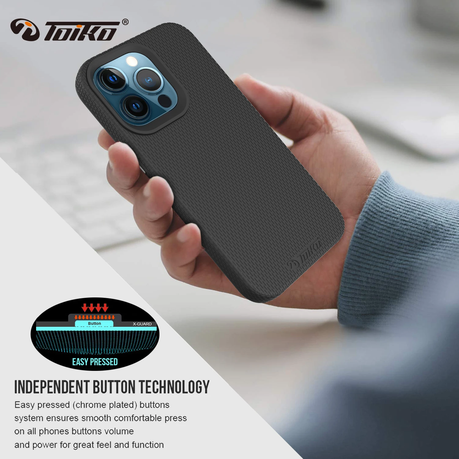 TOIKO X Guard 2 in 1 Shockproof Protection Case for iPhone 13 Pro Max Mini Back Cover Soft TPU Bumper Hard PC Rugged Armor Shell