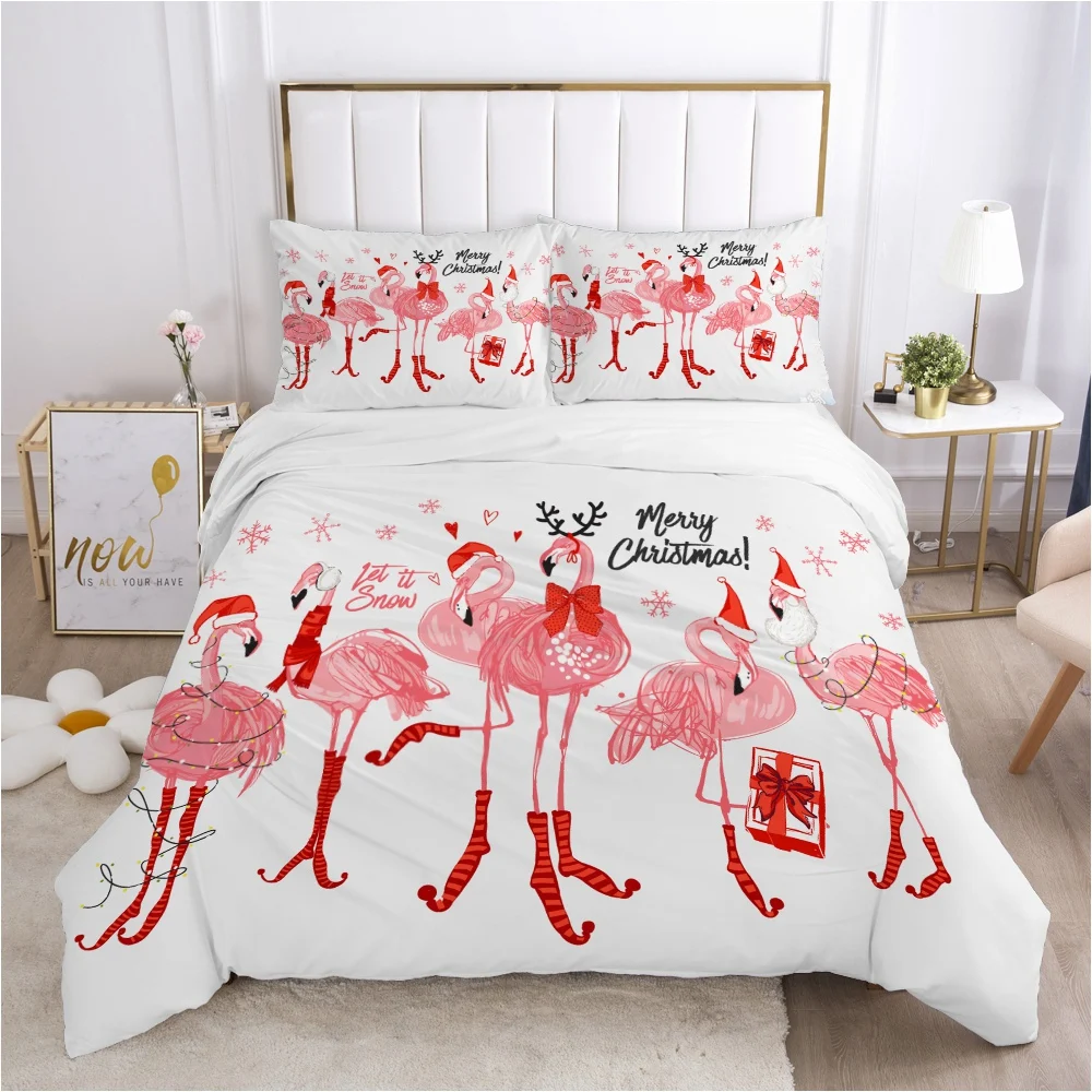 Christmas santa claus Duvet cover set 200x200 Bedding set Twin Queen King Double Bed linens Quilt cover Bedclothes Red ball