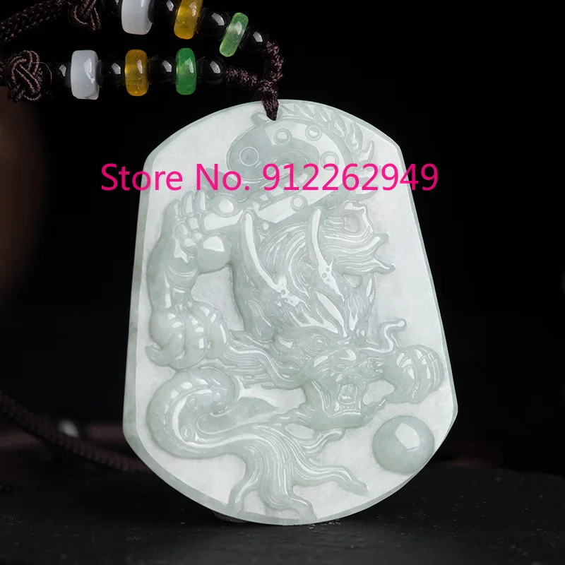 Hot Selling Natural Hand-carve Jade Domineering Dragon Card Necklace Pendant Fashion Jewelry Accessories Men Women Luck Gifts