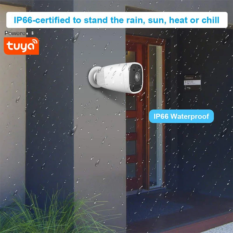 Tuya 1080P Battery Powered IP Camera Waterproof Outdoor WiFi Google Camera with Two Way Audio Night Vision PIR Motion Detect