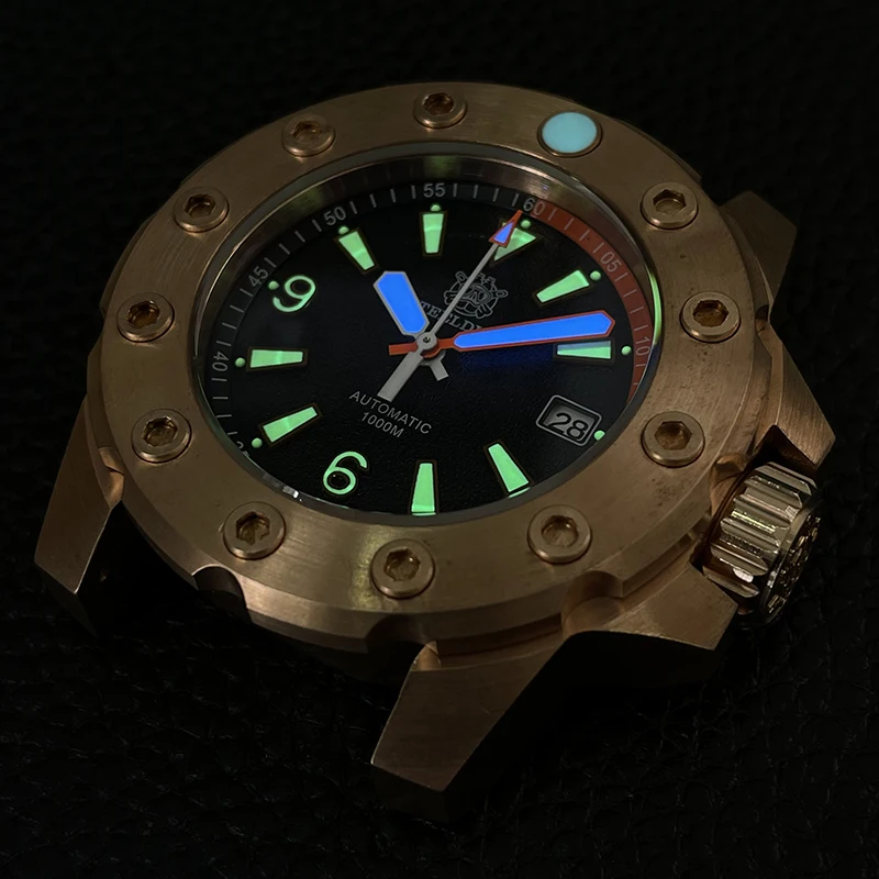 Steeldive Men Dive Watch Mens Automatic Watches Bronze Mechanical Wristwatch Diving 100Bar Waterproof C3 Luminous Sapphire NH35