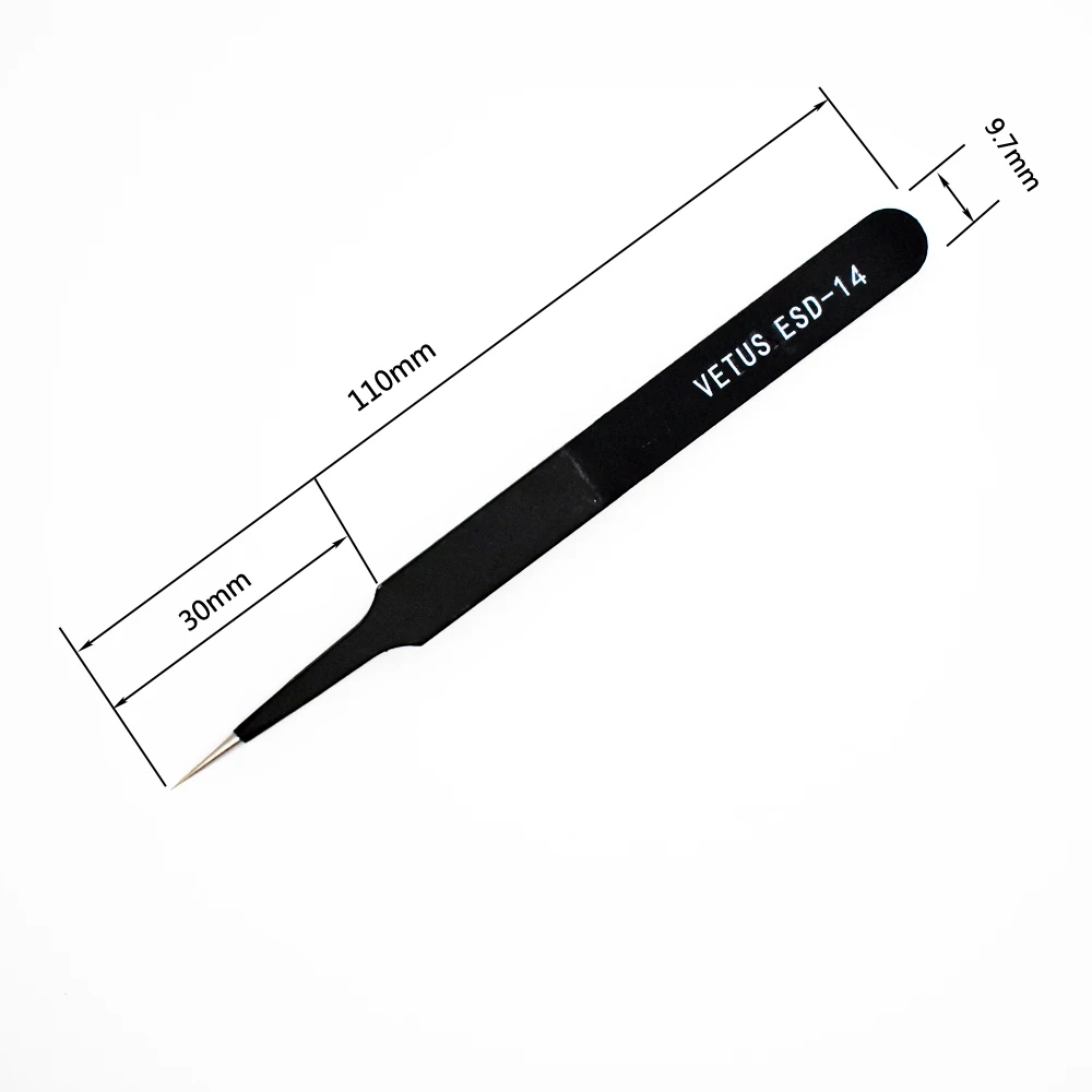 New 1Pc VETUS ESD-14 Tweezers  Resists Electronic Craft Jewellery Hand Tools Makeup Tool Antimagnetic