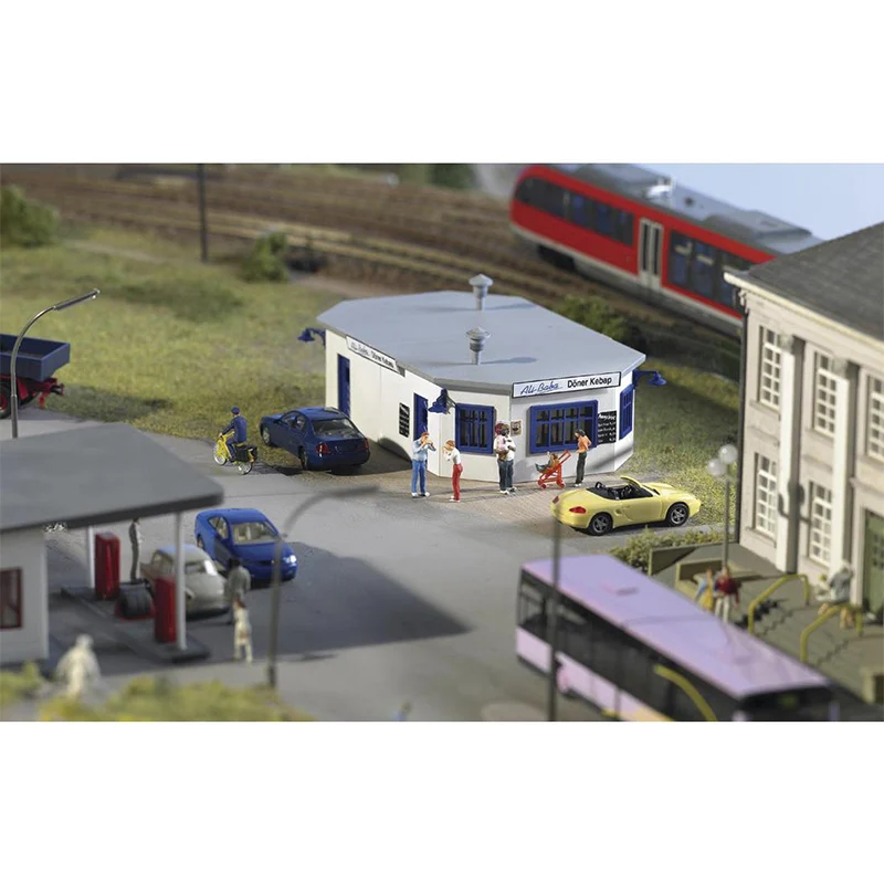 Miniature model  1:87  HO ratio  61835 fast food restaurant  Urban building model  Building model materials of train sand table