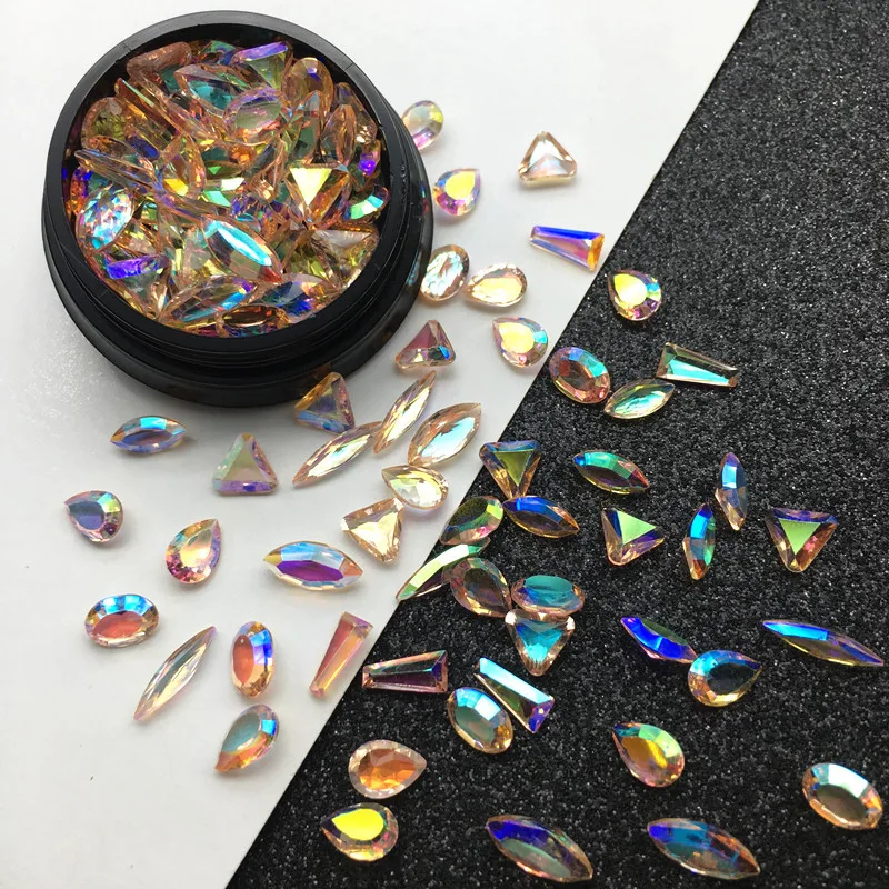 Swarovsky Móng Tay Nghệ Thuật Cực Quang Nhựa Lưng Phẳng Hạt Trang Trí Pha Lê Trong Suốt Đá Quý Thạch Trang Sức AB Sáng Bóng Chói Mắt Kính Làm Móng