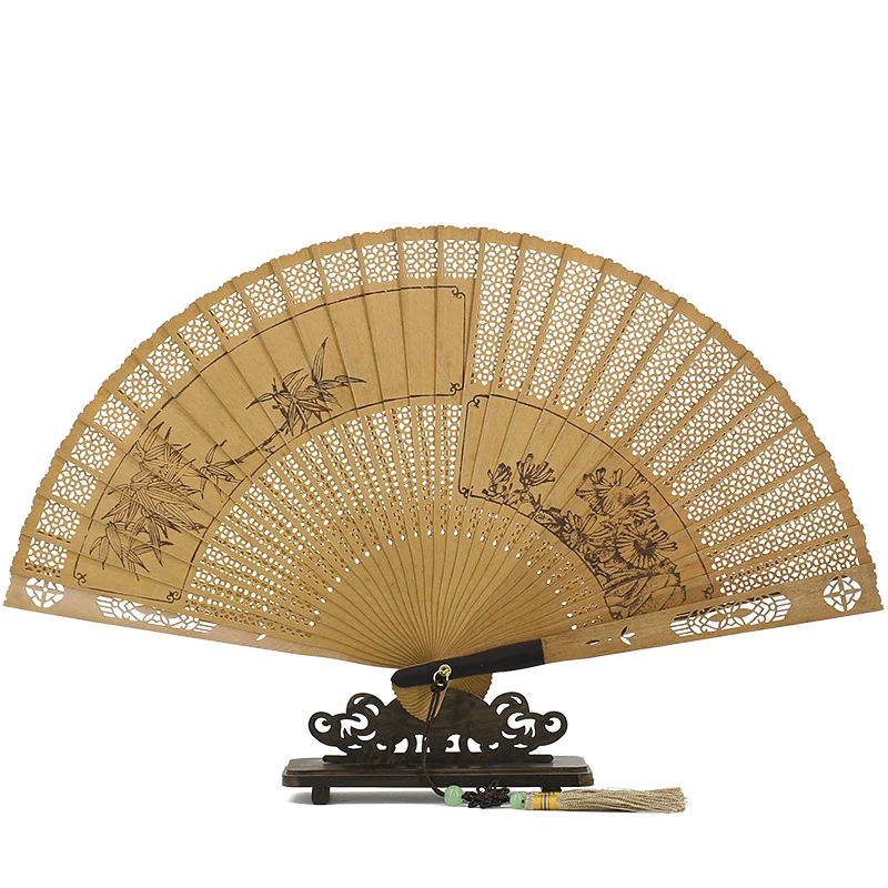 |in suzhou classical Chinese wind sandalwood fan crafts hollow out collectables - autograph restore ancient ways fan