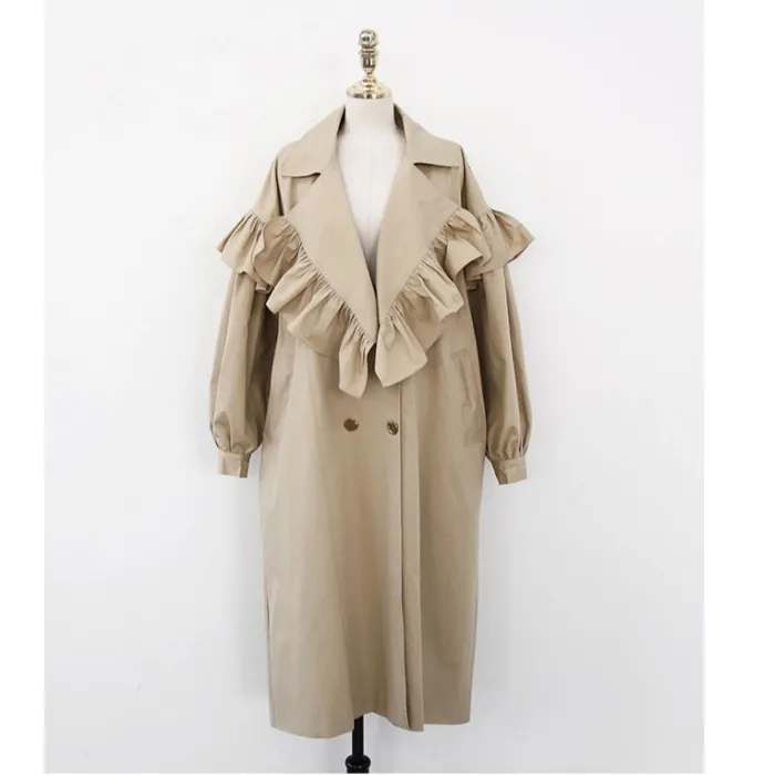 SuperAen 2021 Spring Autumn French Solid Retro Double Breasted Office Lady Oversized Women Clothes