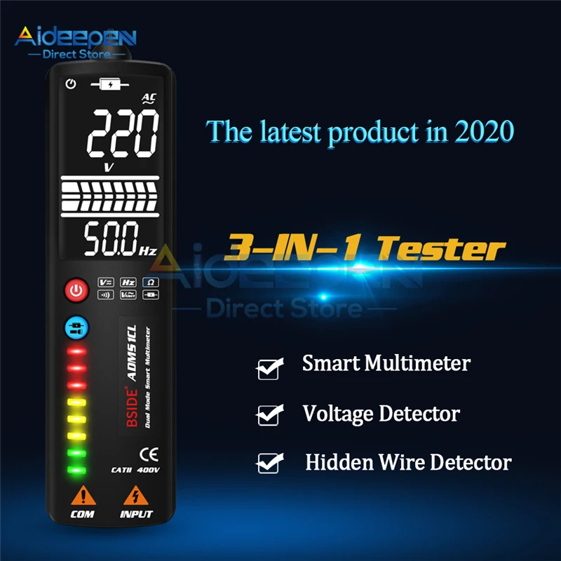 3 Trong 1 Vạn Năng Kỹ Thuật Số Bút Thử Điện Thông Minh ADMS1CL DC Vôn Kế AC + EBTN LCD Điện Áp Chỉ Thị Báo Tua Vít + Thể dây Test