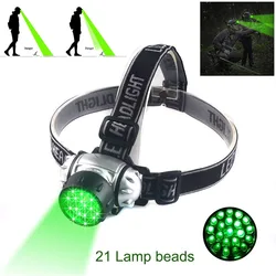 Topcom Green Light 21 LED Headlamp 4-Mode 5W Powerful Headlight Night Vision Outdoor LED For Head Flashlight For Hunting Camping