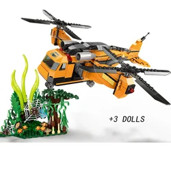 Wilderness Survival Series Bricks Toys Fall Into The Jungle Rescue Helicopter Assemble Model Kit For Kid Gifts