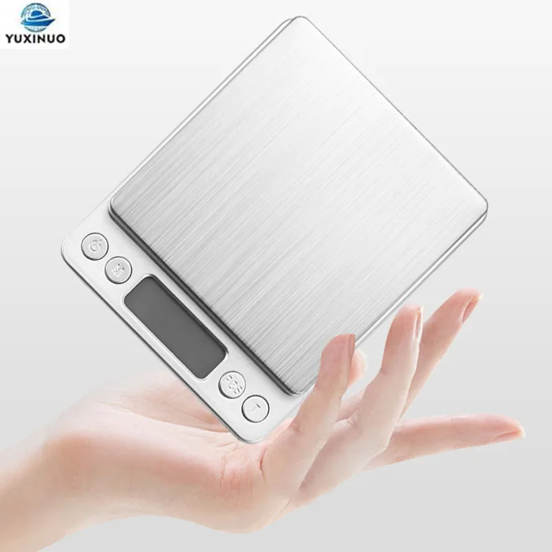 Electronic Scale 500g/1KG/2KG/3KG x 0.1g/0.01g Digital Scales Pocket Platform Scale Weight Balance Jewelry Weighing With 2 Trays