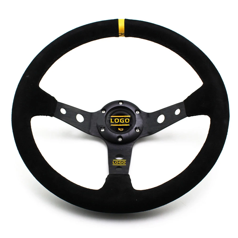 

Hot ! Universal Suede Leather Car Steering Wheel Racing Sports Steering Wheel 350mm Free Shipping