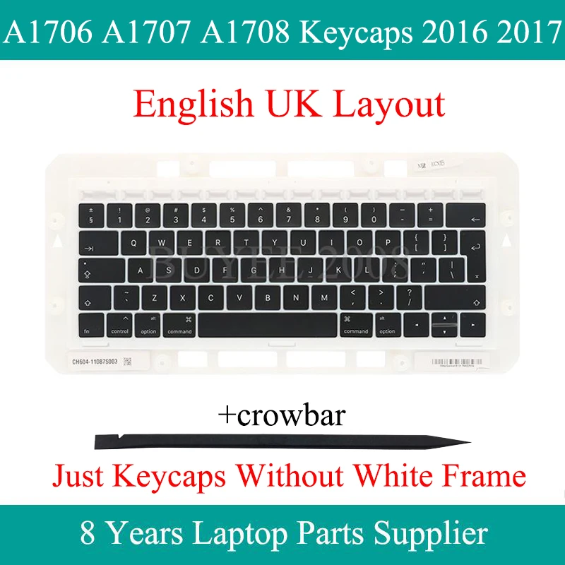 Original Laptop Whole Keycap For Macbook Pro Retina A1706 A1707 A1708 English UK Keycaps Key Cap Caps 2016 2017 Year Replacement