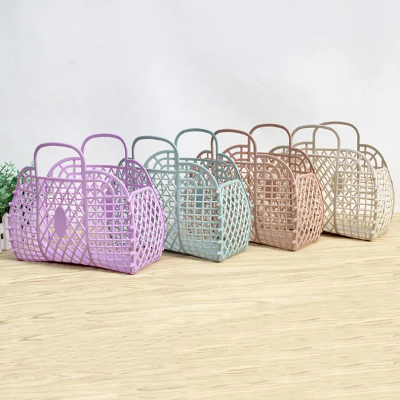 1pcs Bathroom Laundry Basket Foldable Mesh Portable Plastic Bathroom Laundry Basket Assemble the Wash Basket