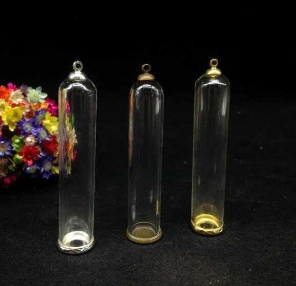 5sets/lot 60*12mm clear bell jars tube shape glass globe bubble glass vial pendant diy glass bottle cover dome necklace jewelry