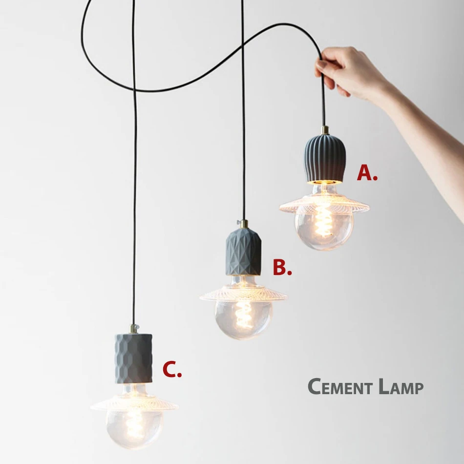 

Скандинавский дизайн, цементный подвесной светильник, современный простой креативный стеклянный подвесной светильник, столовая, кухня, ресторан, кафе, промышленная лампа