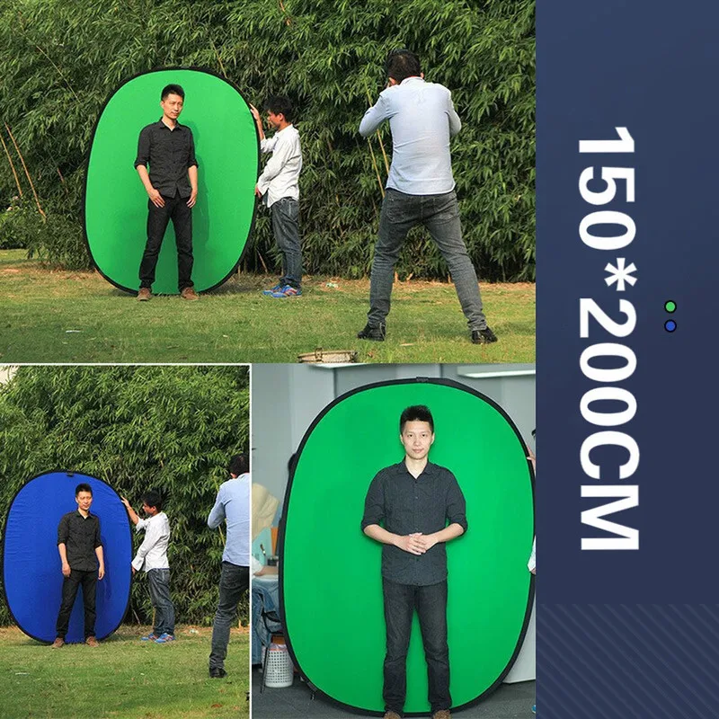 Big Size Outdoor Portable Chromakey  Backdrop Blue Green Screen Photo Background Photography Reflector Backdrops 150x200cm 2in1