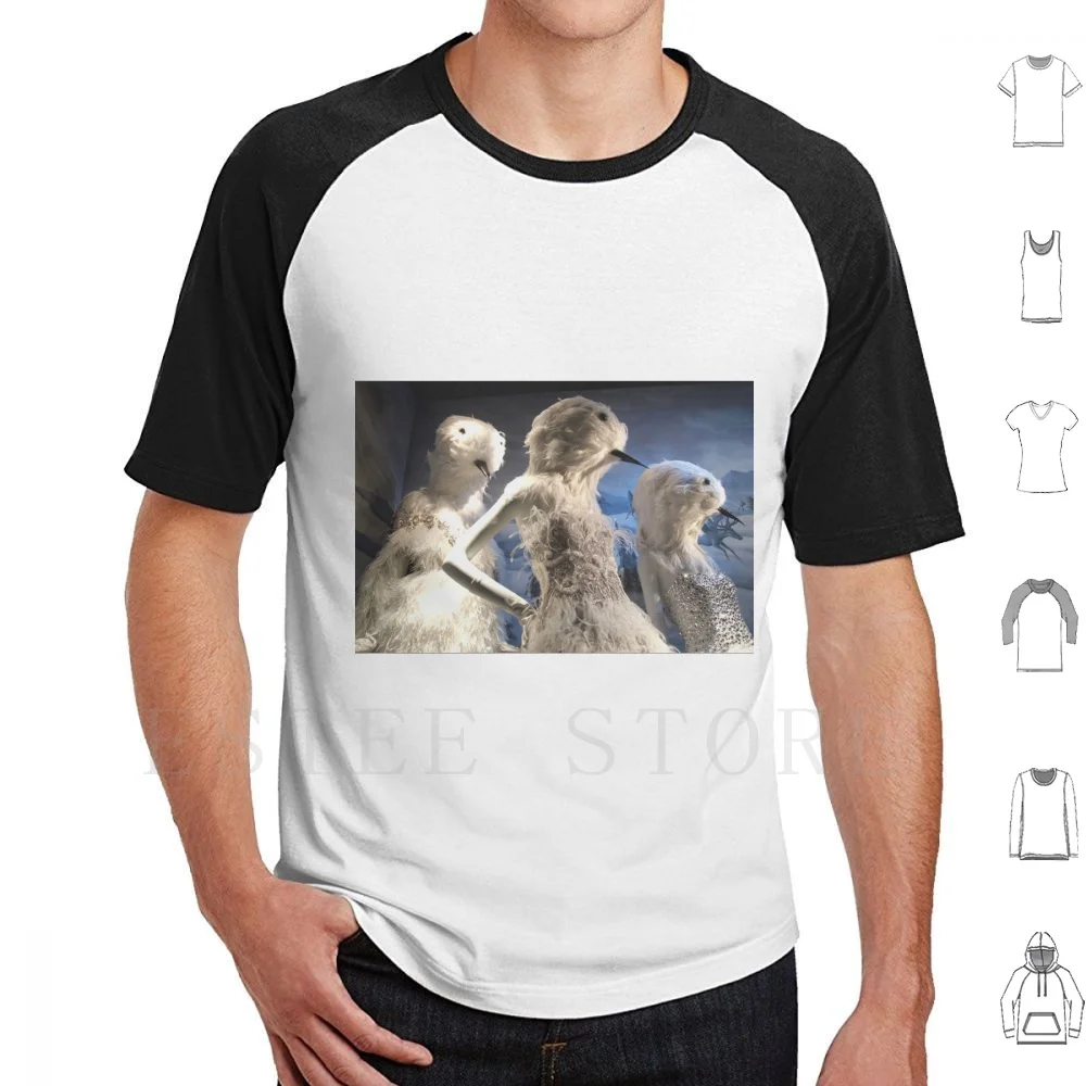Snowbirds T Shirt Print Cotton Birds Blue Feathers Storefront White