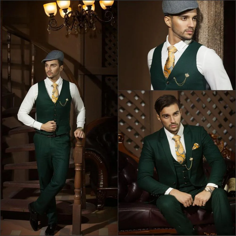 

Men's Two Button Groomsman Notch Lapel Groom Tuxedo Men's Suit Wedding/Prom/Dinner Groomsman Suit Jacket (Jacket+Pants+Vest)