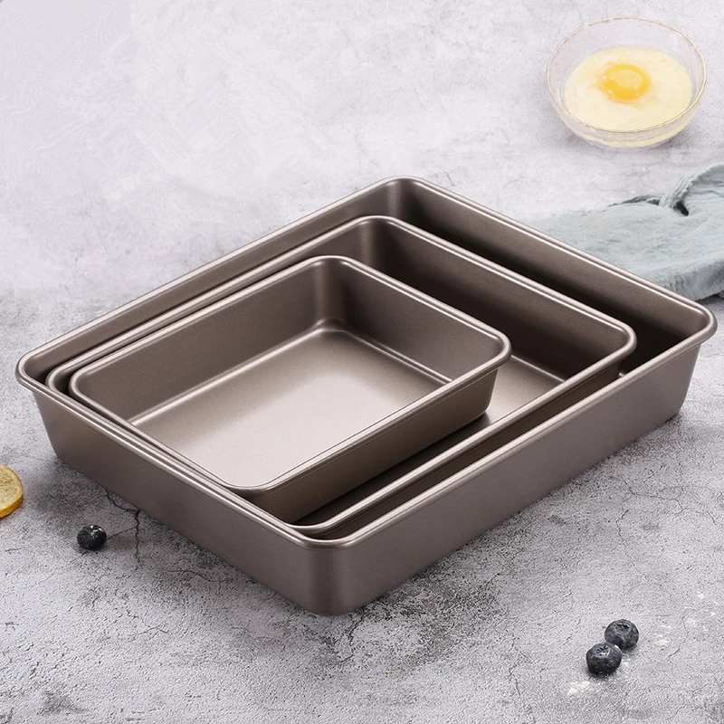 9/11/13 Inch Non-Stick Carbon Steel Bakeware Loaf Cake Baking Pan Cookies Nougat Golden Shallow Tray Molds Kitchen Pastry Tools