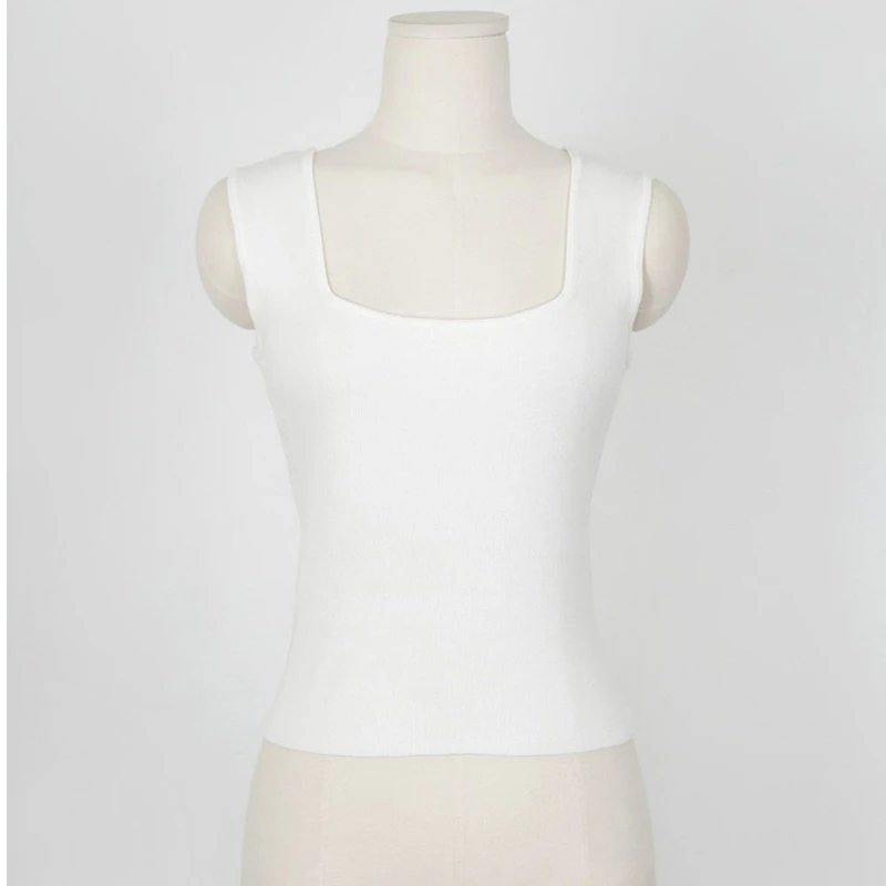 AOSSVIAO 2026 Forefair Tank Tops Sexy Crop Vest Solid Harajuku Korean Female Off Shoulder Knitted Black White Summer Women Tops