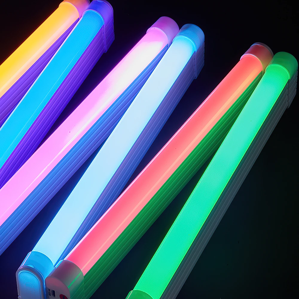 LED Night Light RGB Colorful Rechargeable Neon Tube Atmosphere Fill Lamps Handheld Lighting Decor For Home Bedroom Party Bar