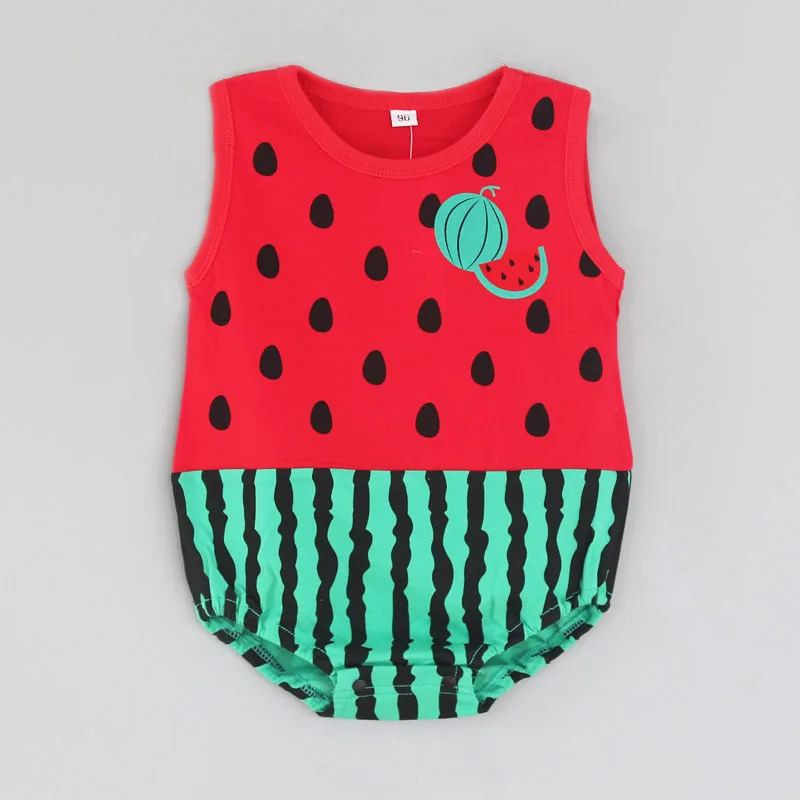 Babykleertjes Jongen 0 Tot 24 Maanden Zomer Baby Bedrukt Driehoek Romper Kleding Meisje Fruit Jumpsuit Kinderkleding