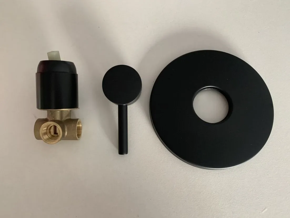 2 Inlet 1 Outlet Wall Mounted Bath Shower Mixer Valve Brass Black Concealed shower faucet Round Single Function Actuated taps