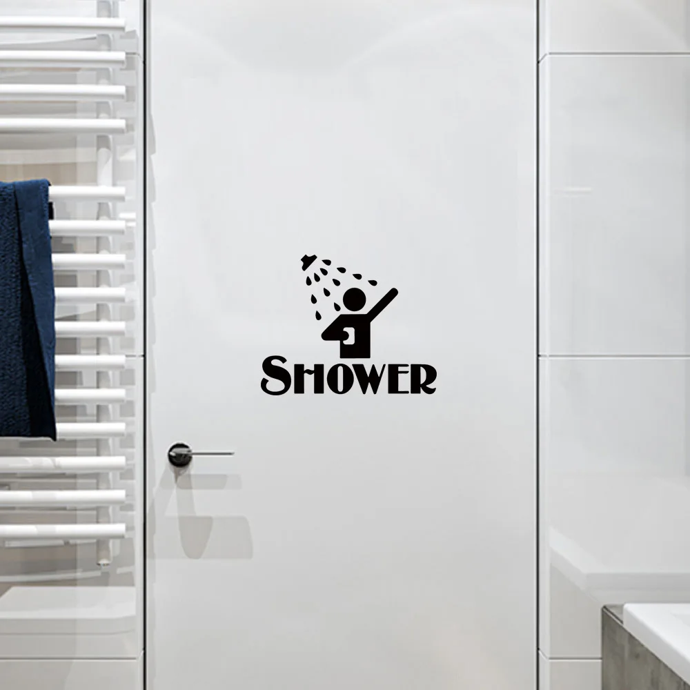 Creative SHOWER Pattern Wall Sticker Decor Decals Home Decorations Bathroom Removable Vinyl Art Decorative Door Sticker