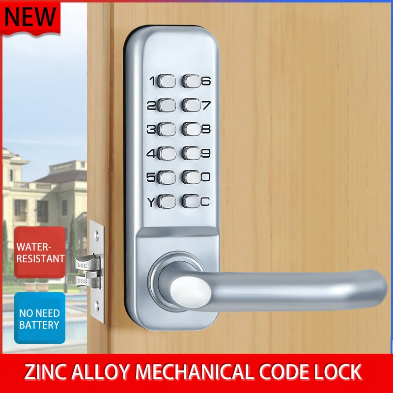 New Zinc Alloy Keyless Mechanical Door Lock Combination Digital Code Deadbolt Lock With Handle Non-Power Lock Access Control