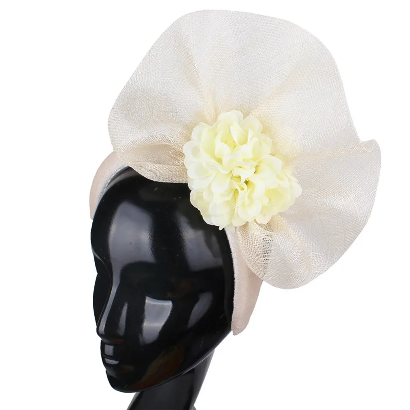 Damskie damskie formalne wesele z pałąkiem na głowę Fascinator Bride Fashion nakrycia głowy z kwiatowa do włosów akcesoria Bride Fancy stroik kwiatowy