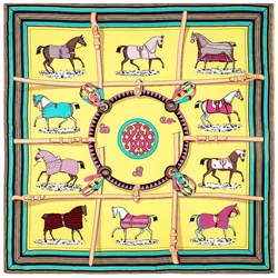 130cm Horse Drape Shawl Brand Scarf 100% Silk Square Scarf Fashion Bandana Design Pashmina Women Kerchief Scarves For Ladies