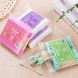 100PCS/Pack Double Head Cotton Swab Women Makeup Buds Tip For Medical Wood Sticks Nose Ears Cleaning Tools