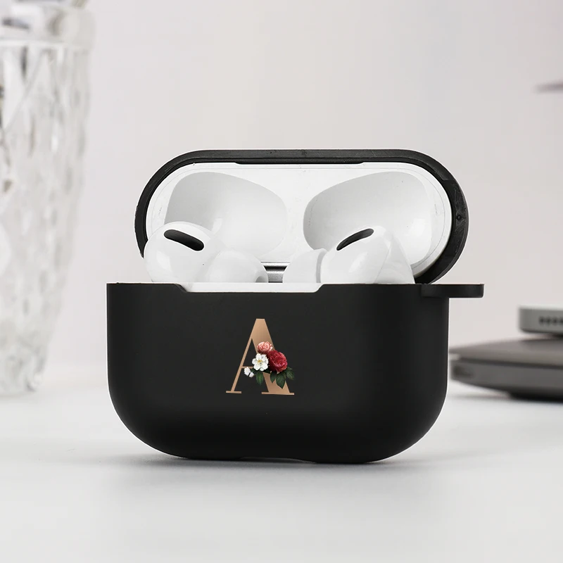 Śliczne kwiatowe złote litery Airpods 3 2 etui na Airpod Pro etui matowe silikonowe słuchawki Bluetooth pokrywa dla Apple Air Pods Pro Funda