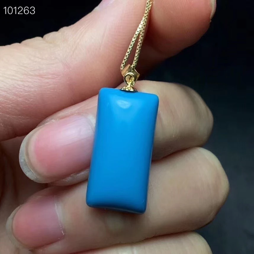 KJJEAXCMY Fine Jewelry Natural Blue Turquoise 18K Gold Women‘s’ Pendant Necklace Party Birthday Gift Marry Girl Got Engaged