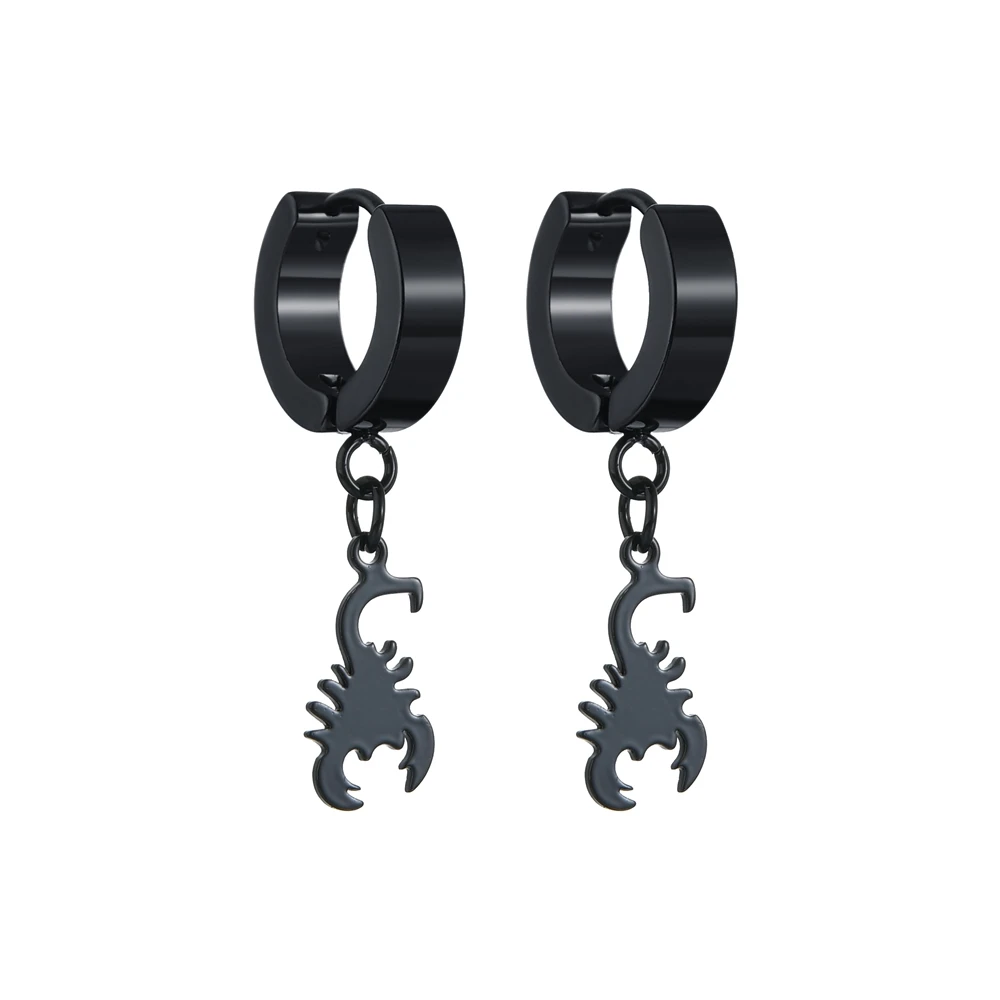 Fashion Gothic Scorpion Earrings Unisex Punk Rock Stainless Steel Men Women Ear Stud Earrings Pierced Push-Back Ear Plug Jewelry