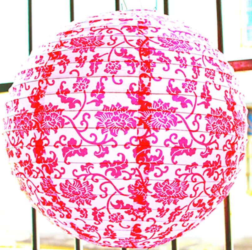 

New Arrive 3 Size (20cm 30cm 40cm) Print Paper Lantern Chinese Festival Wedding Party Decor Lantern