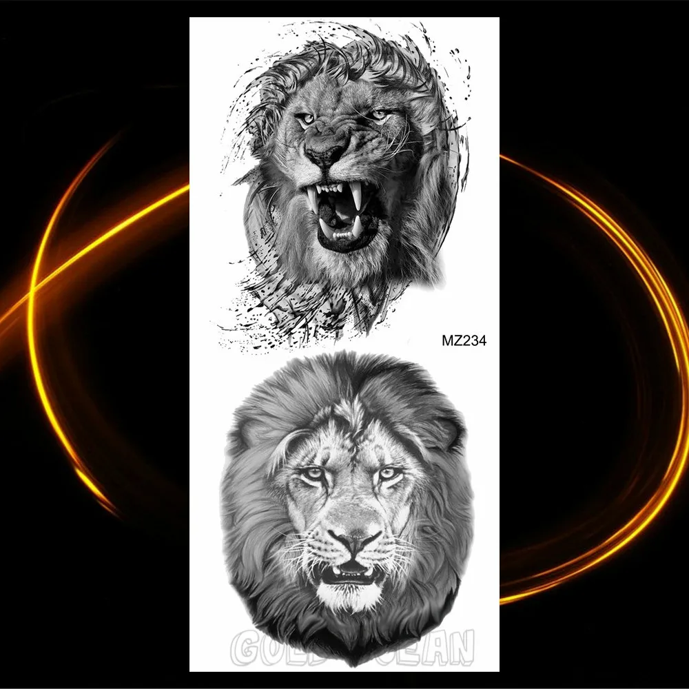 Tatouages temporaires d\'animaux pour hommes et femmes, brassards de corps, autocollant de faux tatouage, tigre, wapiti, renard, loup, aigle,