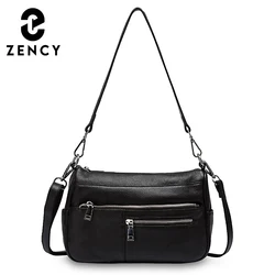 Zency Noble Temperament Women Shoulder Bag 100% Genuine Leather Spring Linen Blue Fashion Crossbody Purse Beige Hobos Handbag