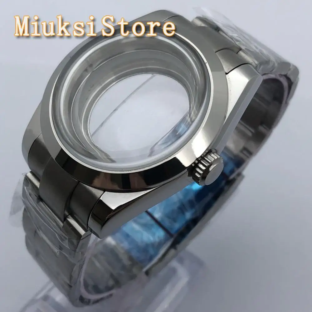 

40mm sterile silver case coated glass case fit NH35 NH36 ETA 2836, Miyota 8215 8205 82 series, Mingzhu DG2813 3804 movement